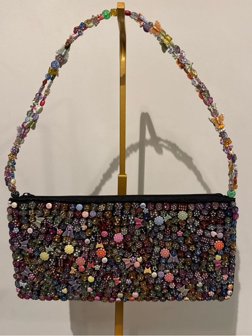 Beaded Multicolor Evening Shoulder Bag
